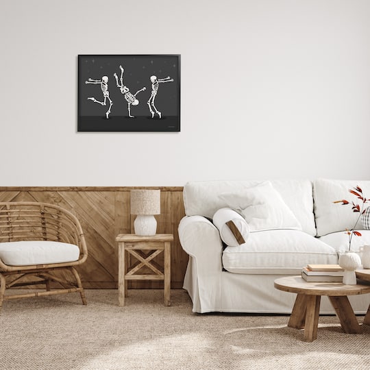 Stupell Industries Three Dancing Skeletons Framed Giclee Art
